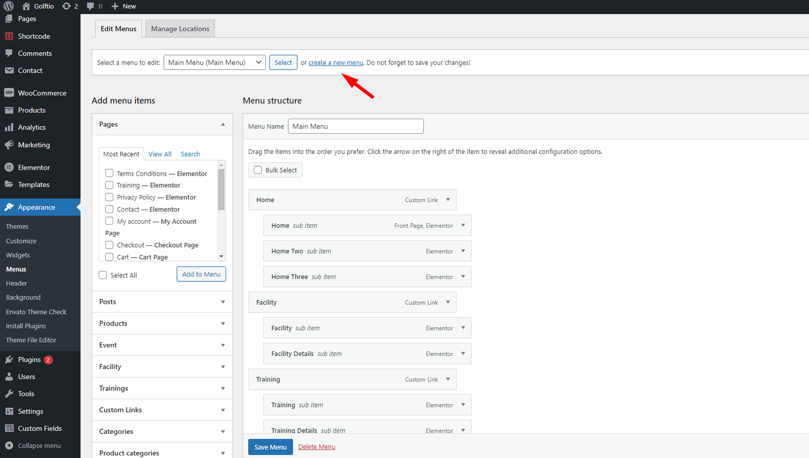 Create Menu