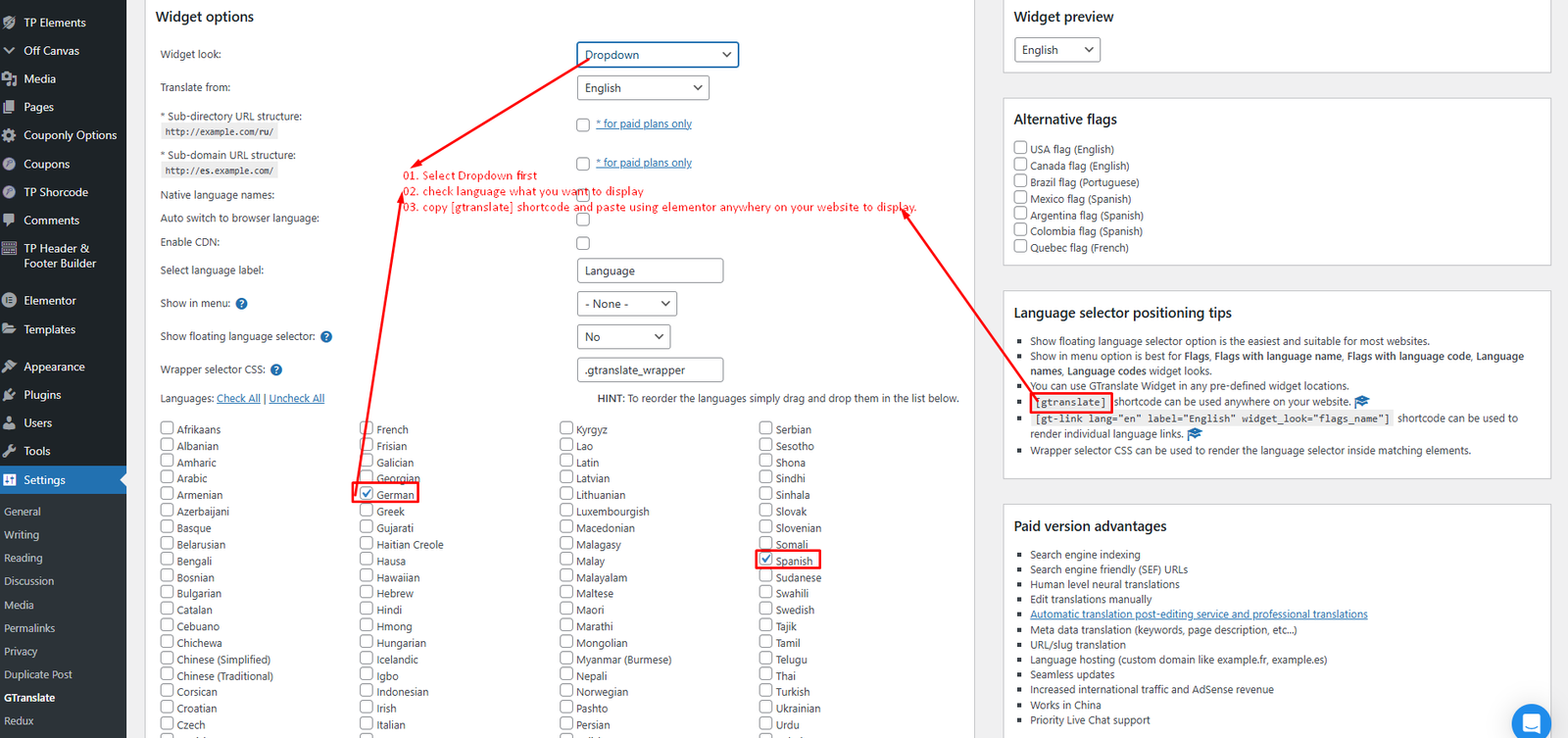 GTranslate Example