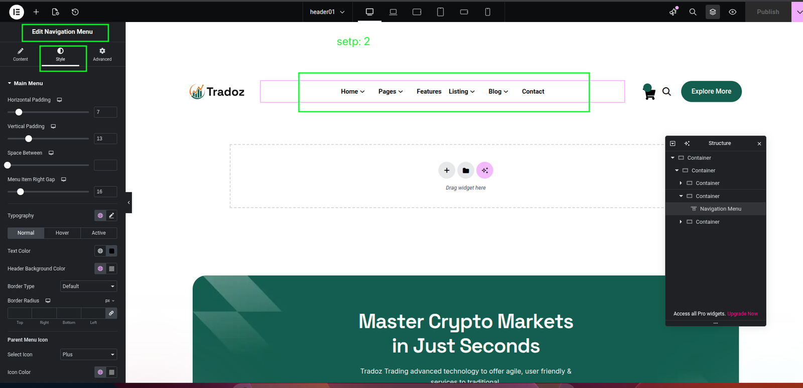Sticky Header Step 2