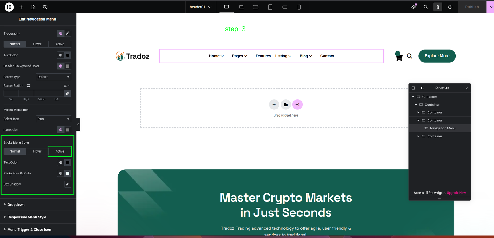 Sticky Header Step 3