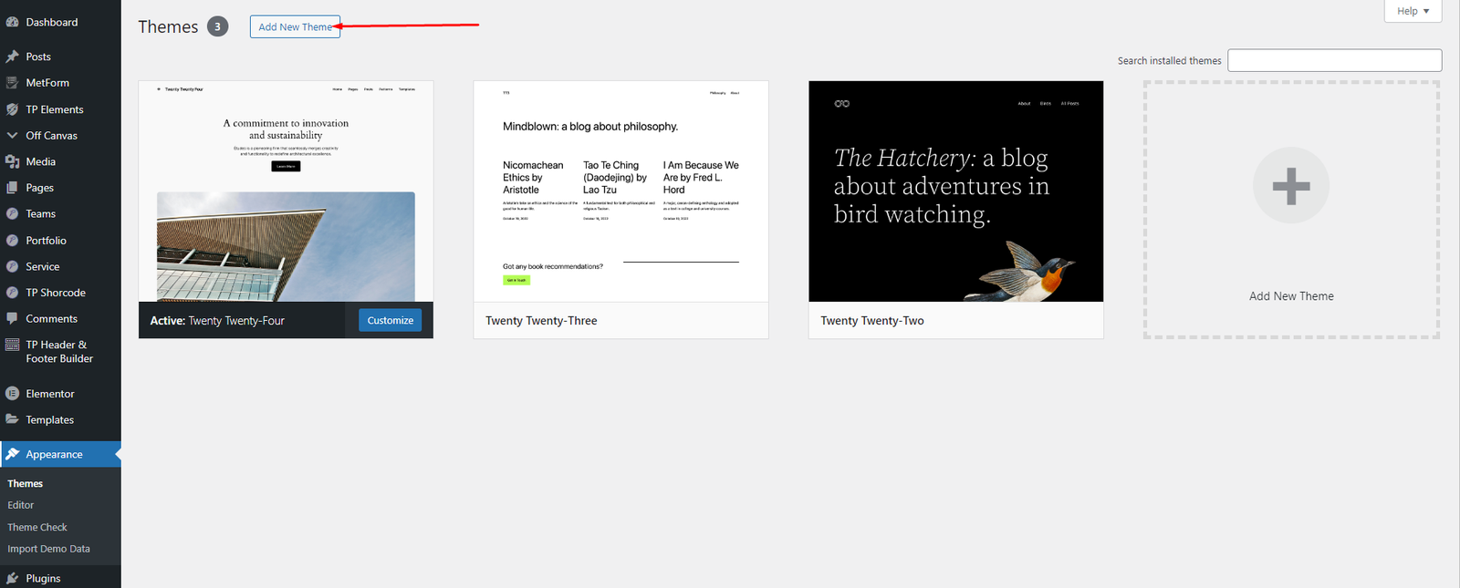 Upload Theme