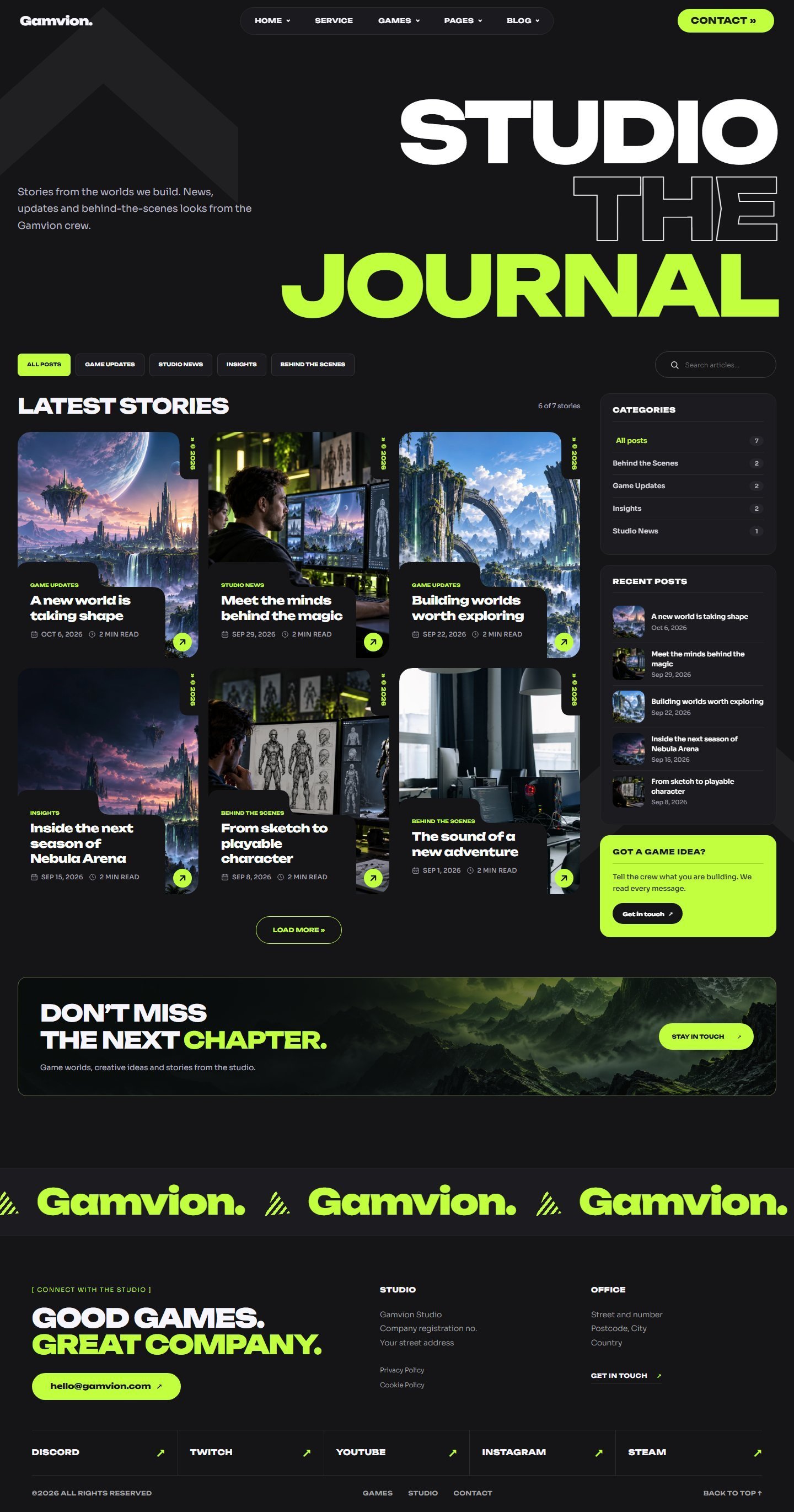 Blog page